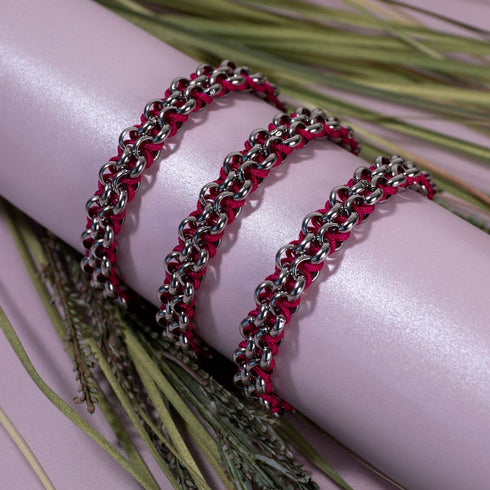 Hippo Links | Mini Kismet Armband | Fuchsia x Silber